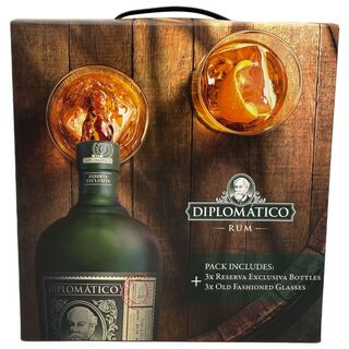 Rum Diplomatico Reserva Exclusiva Promo Pack 3 lahve + 3 sklenice 40,0% 2,1 l