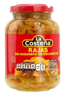 La Costeña Nakládané papričky Habanero, krájené, 210g