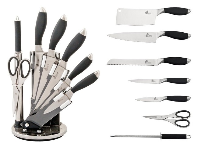 Royalty Line 8-dílná sada ocelových nožů, nůžek a ocílky RL-KSS800